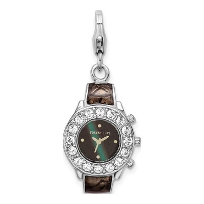 Sterling Silver Crystal Watch Charm