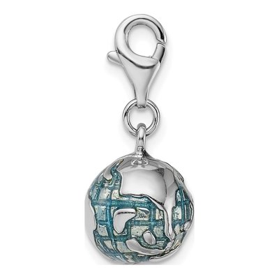 Sterling Silver World Globe Charm – view 3