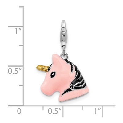 Sterling Silver Pink Enamel Unicorn Charm – view 5