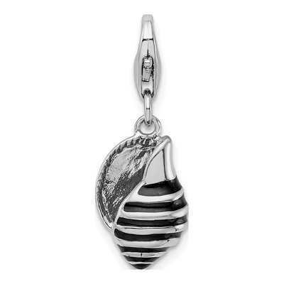 Sterling Silver Enamel Shell Charm