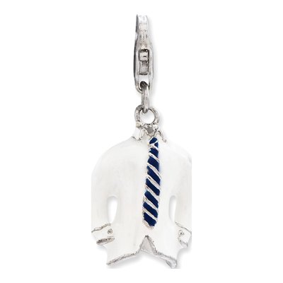 Sterling Silver Enameled Shirt Tie Charm