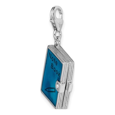 Sterling Silver Crystal 3-D Note Book Charm – view 7