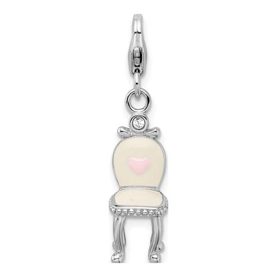 Sterling Silver 3-D Enameled Vanity Chair Charm