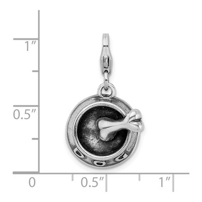 Sterling Silver Dog Bowl Bone Charm – view 7