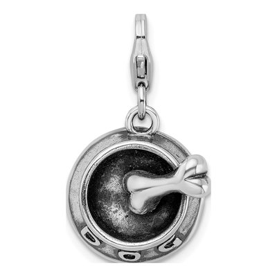 Sterling Silver Dog Bowl Bone Charm