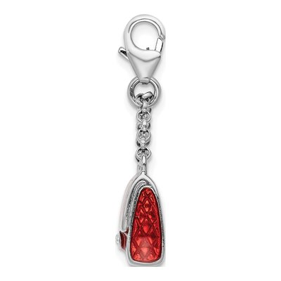 Sterling Silver Crystal Enamel Purse Charm – view 2