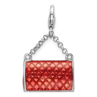 Sterling Silver Crystal Enamel Purse Charm – view 3