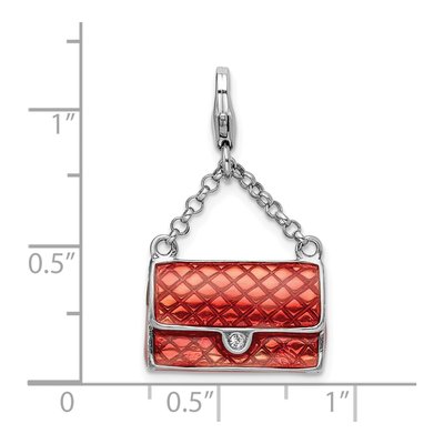Sterling Silver Crystal Enamel Purse Charm – view 4