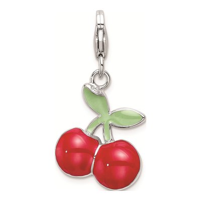 Sterling Silver 3-D Cherries Charm – view 3