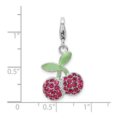 Sterling Silver 3-D Cherries Charm – view 4
