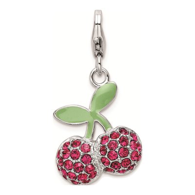 Sterling Silver 3-D Cherries Charm
