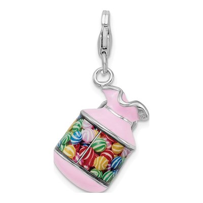 Sterling Silver 3-D Enamel Candy Jar Charm – view 3