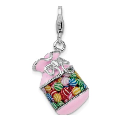 Sterling Silver 3-D Enamel Candy Jar Charm