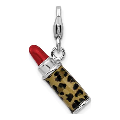 Sterling Silver Leopard Lipstick Charm
