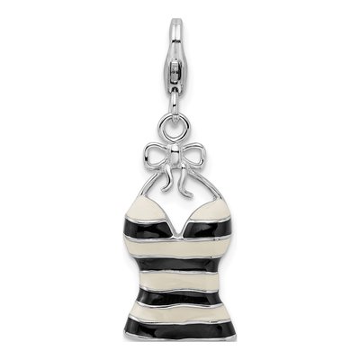Sterling Silver 3-D Enameled Tank Top Charm