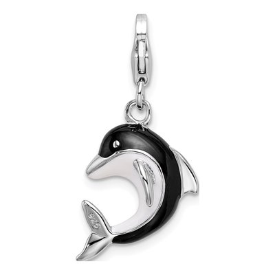Sterling Silver 3-D Enameled Dolphin Charm – view 4