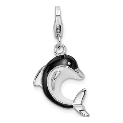 Sterling Silver 3-D Enameled Dolphin Charm