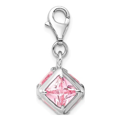 Sterling Silver CZ Cube Charm – view 4