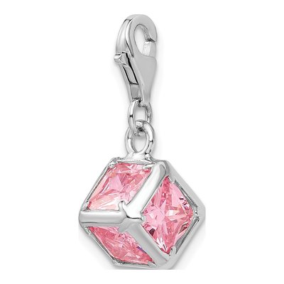 Sterling Silver CZ Cube Charm – view 6