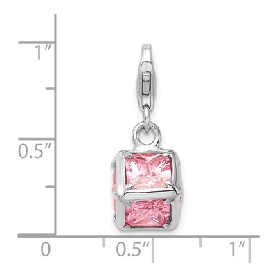 Sterling Silver CZ Cube Charm – view 7