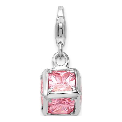 Sterling Silver CZ Cube Charm