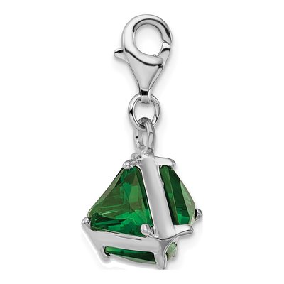 Sterling Silver Green Glass Charm – view 4
