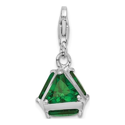 Sterling Silver Green Glass Charm – view 5