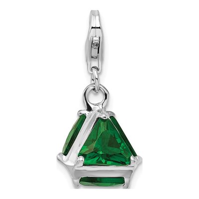 Sterling Silver Green Glass Charm