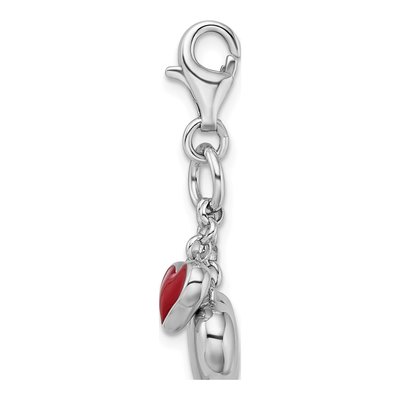 Sterling Silver Red Enamel Heart Charm – view 2