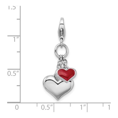 Sterling Silver Red Enamel Heart Charm – view 4