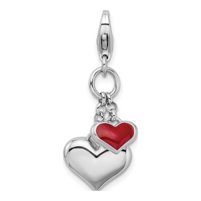 Sterling Silver Red Enamel Heart Charm