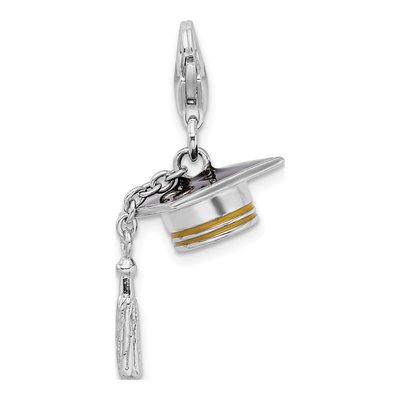 Sterling Silver Graduation Cap Charm – view 3