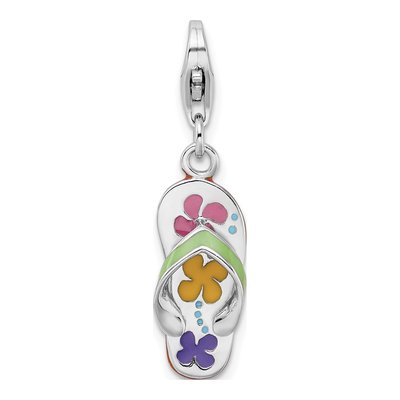Sterling Silver Enamel Flip-Flop Charm