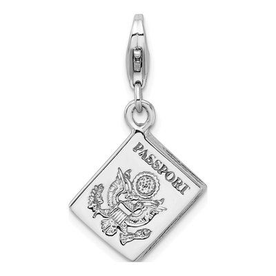 Sterling Silver 3-D Passport Charm