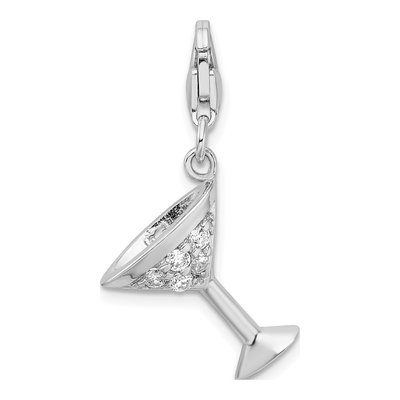 Sterling Silver CZ 3-D Martini Glass Charm – view 5