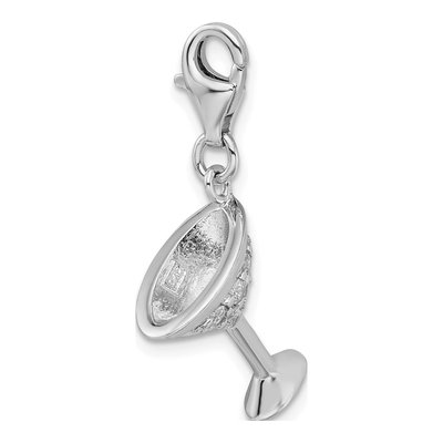 Sterling Silver CZ 3-D Martini Glass Charm – view 6