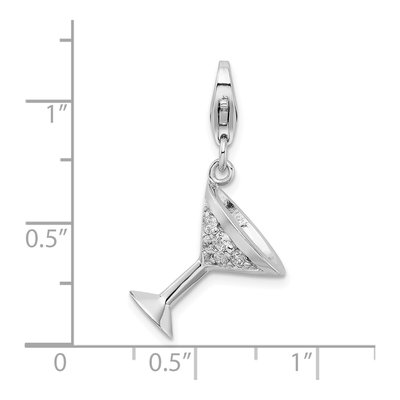 Sterling Silver CZ 3-D Martini Glass Charm – view 7