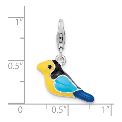 Sterling Silver 3-D Enamel Bird Charm – view 5