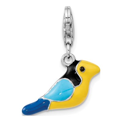 Sterling Silver 3-D Enamel Bird Charm – view 6