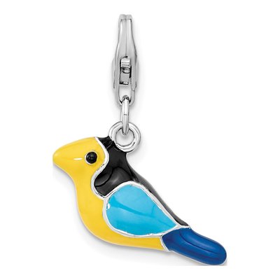 Sterling Silver 3-D Enamel Bird Charm