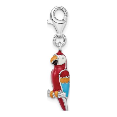 Sterling Silver 3-D Enamel Parrot Charm – view 2