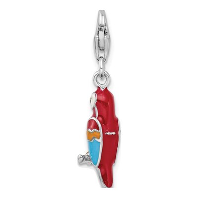Sterling Silver 3-D Enamel Parrot Charm – view 3