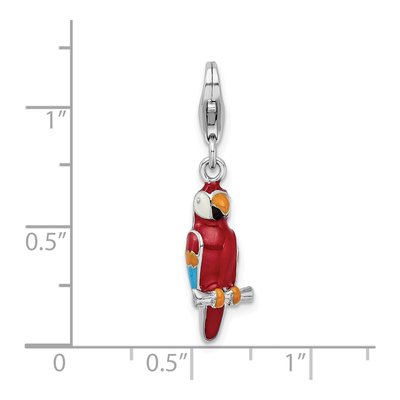 Sterling Silver 3-D Enamel Parrot Charm – view 4