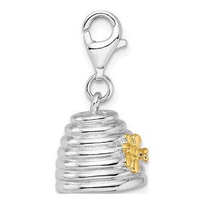 Gold-Plated Sterling Silver 3-D Beehive Charm – view 4