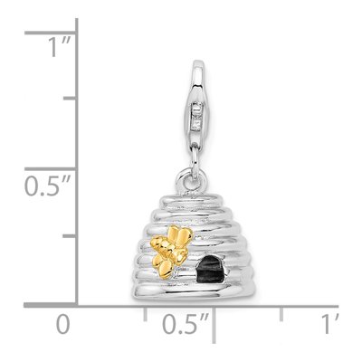 Gold-Plated Sterling Silver 3-D Beehive Charm – view 6