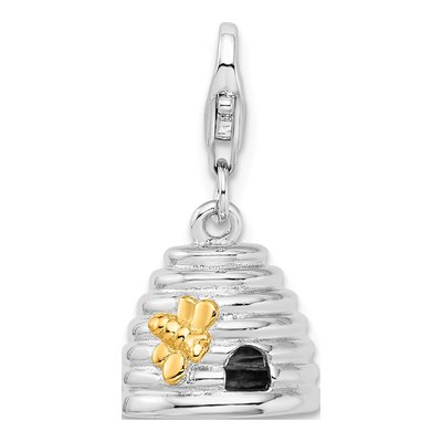 Gold-Plated Sterling Silver 3-D Beehive Charm