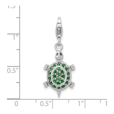 Sterling Silver CZ 3D Turtle Charm – view 6