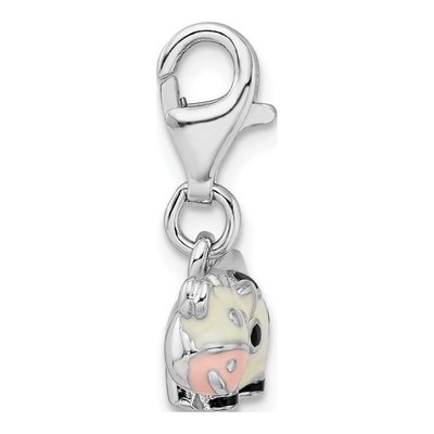 Sterling Silver 3-D Enamel Cow Charm – view 4