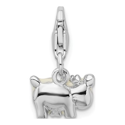 Sterling Silver 3-D Enamel Cow Charm – view 5