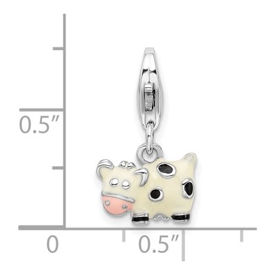 Sterling Silver 3-D Enamel Cow Charm – view 6